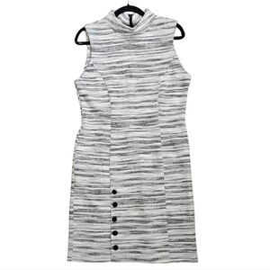 Nwt Sharagano Monochrome Striped Midi Dress Size 12